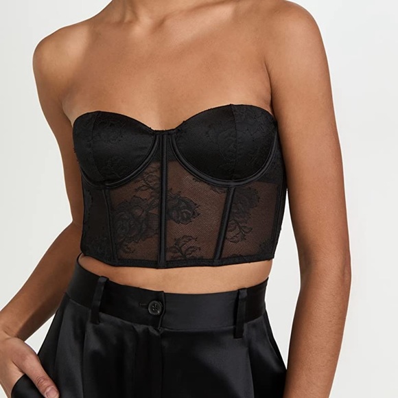 Fleur du Mal Tops - Fleur du Mal floral bouquet lace strapless bustier top